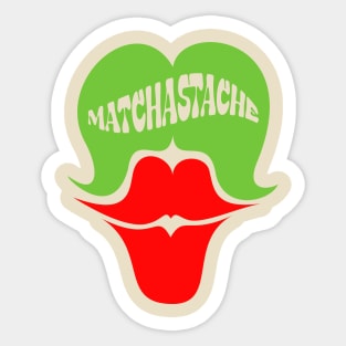 Matchastache Matcha green tea green mustache and red lips Sticker